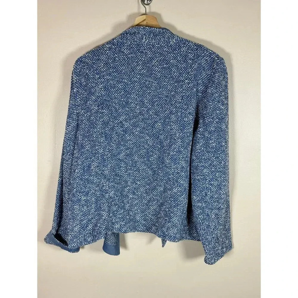 Talbots Blue Tweed Open Front XL Plus Size Preppy Classic Mature Chic Work Wear - Picture 6 of 8